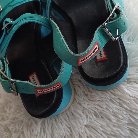 🔥🔥Hunter original Tiffany blue Turquoise platform sandals 10 10.5 - Picture 13 of 15